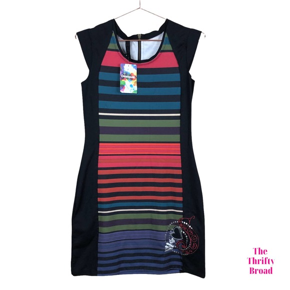 Desigual Womens Medium Striped Sheath Dress - Picture 1 of 8